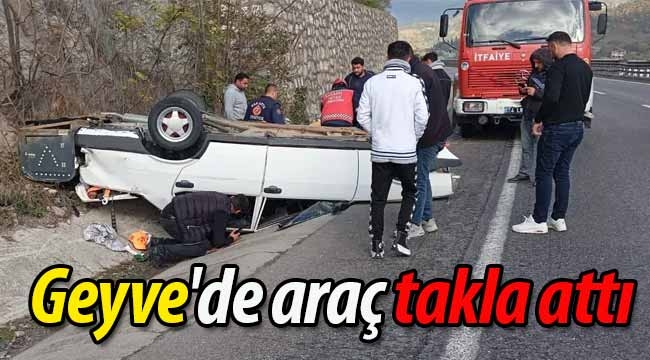 Geyve'de otomobil takla attı